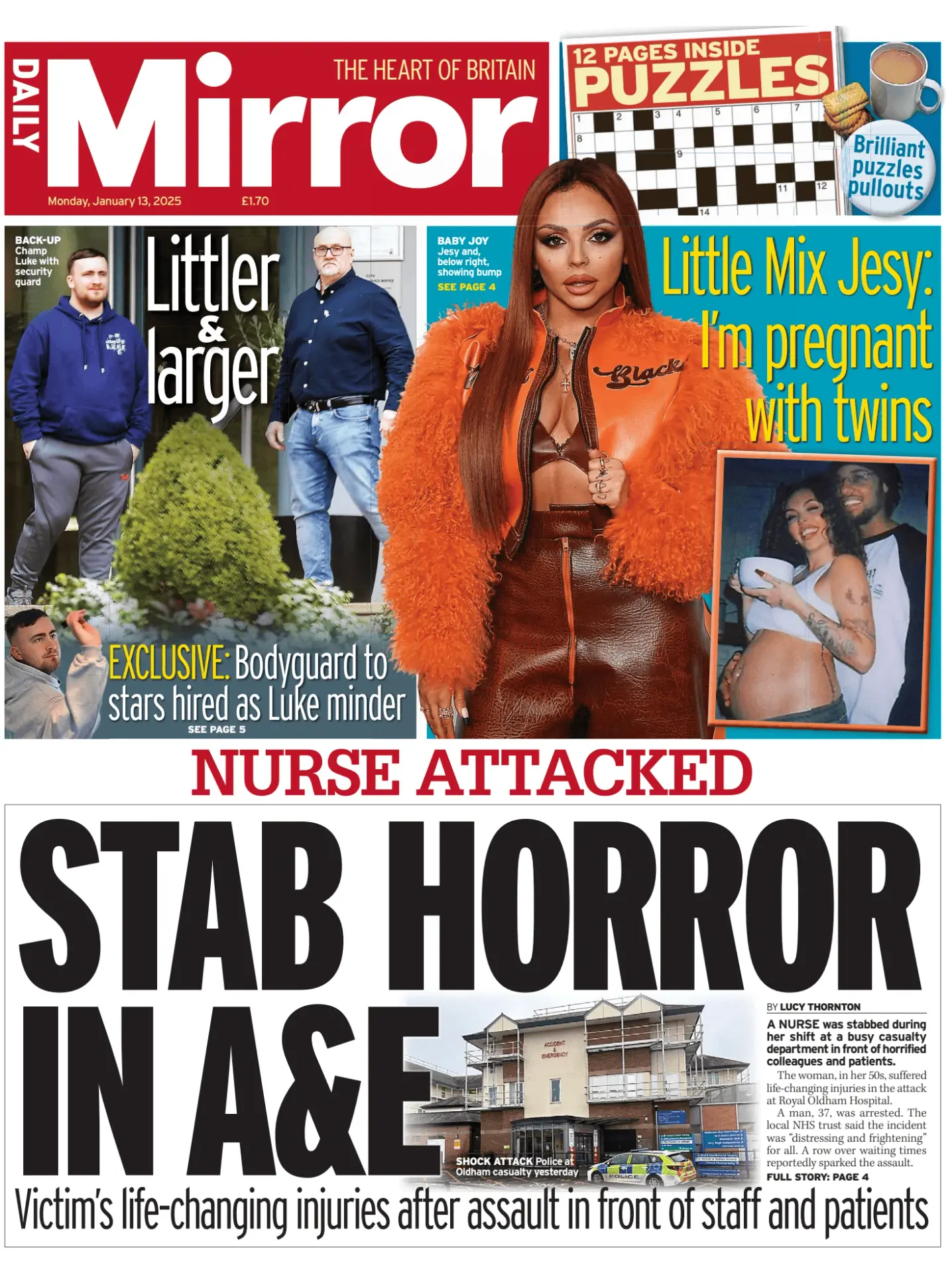 Prima-pagina-Daily Mirror-edizione-di-oggi-13-01-2025